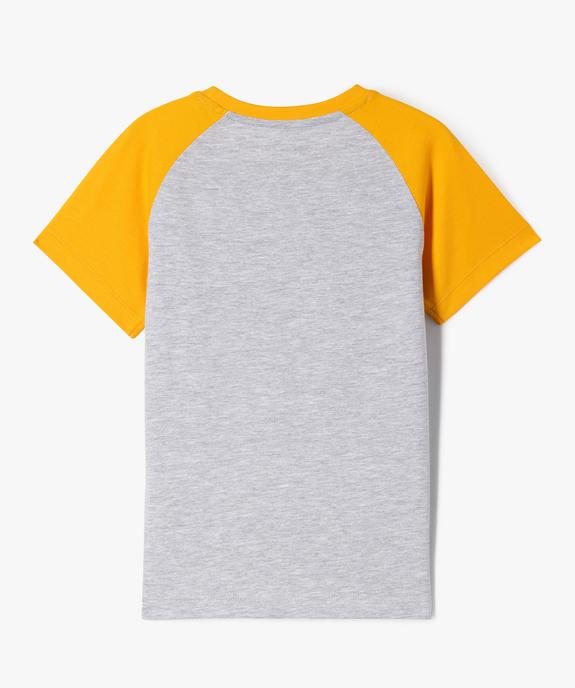 Tee-shirt manches courtes contrastantes avec imprimé garçon vue3 - GEMO (ENFANT) - GEMO