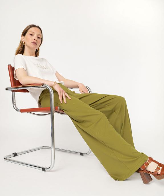 Pantalon large et fluide en maille côtelée femme vue5 - GEMO(FEMME PAP) - GEMO