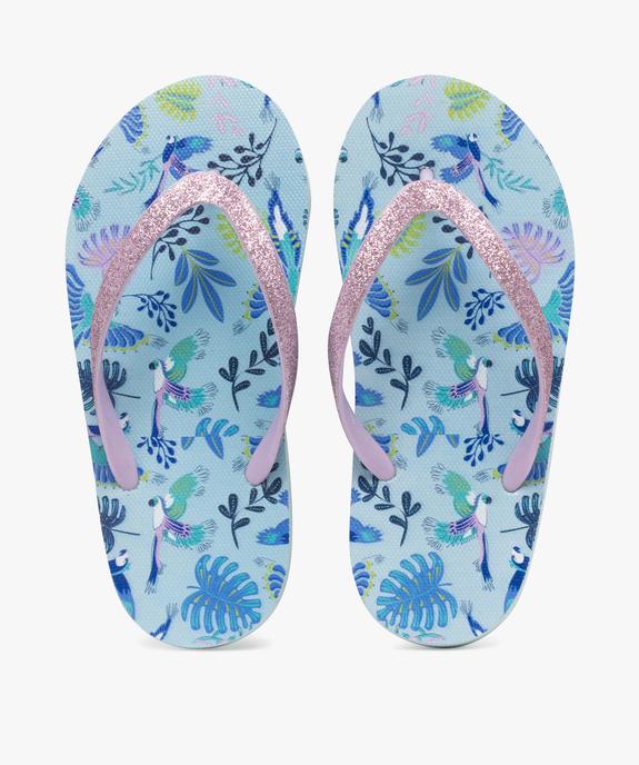 Tongs à motifs exotiques et brides pailletées fille vue1 - GEMO (PLAGE) - GEMO