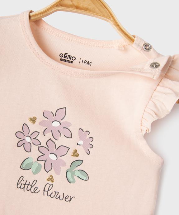 Pyjashort 2 pièces à motifs fleurs bébé fille vue2 - GEMO 4G BEBE - GEMO
