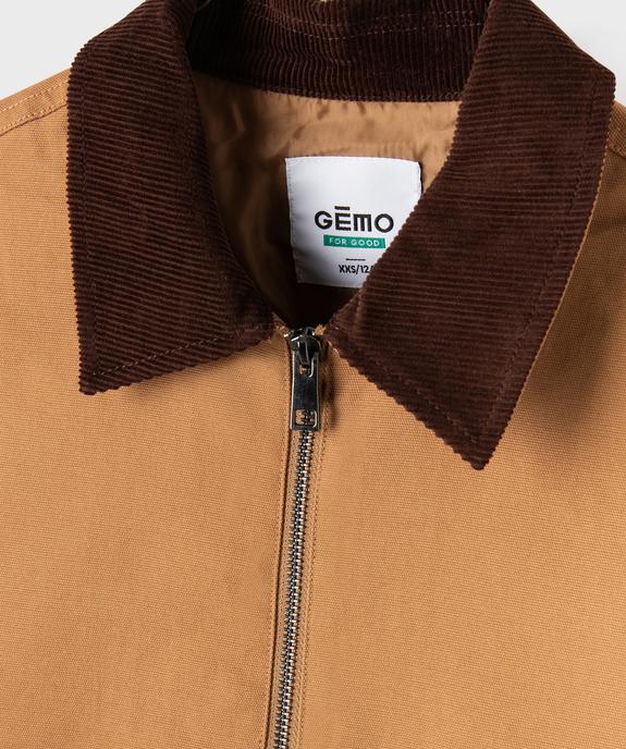 Veste en coton avec col en velours côtelé fille vue2 - GEMO 4G FILLE - GEMO