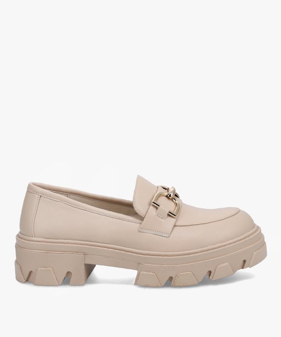 Mocassins femme unis à semelle plateforme crantée vue2 - GEMO (CASUAL) - GEMO
