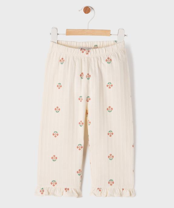 Pantalon en coton imprimé avec volants dans le bas bébé fille vue1 - GEMO(BEBE DEBT) - GEMO