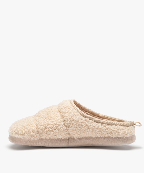 Chaussons femme mules plates en textile sherpa vue3 - GEMO(HOMWR FEM) - GEMO