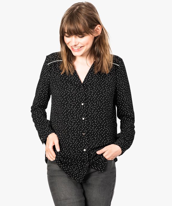 Chemisier à pois à manches longues vue1 - GEMO(FEMME PAP) - GEMO
