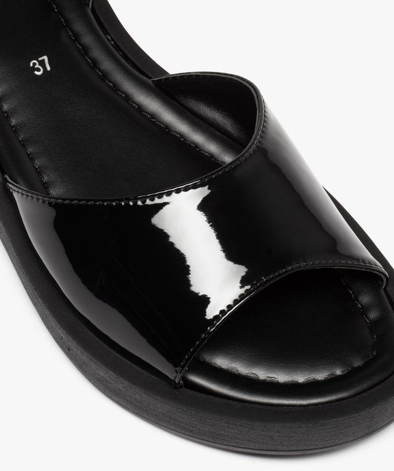 Sandales femme à talon plat unies et vernies vue6 - GEMO (CASUAL) - GEMO