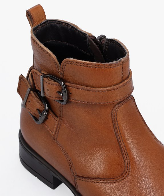 Boots fille unies style cavalière dessus cuir - Tanéo vue6 - TANEO - GEMO