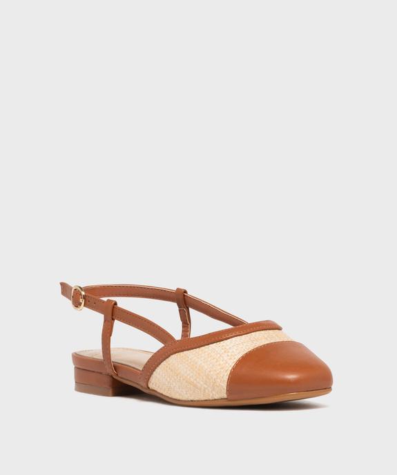 Escarpins slingback à talon plat bimatières femme - Follow Me vue2 - FOLLOW ME - GEMO