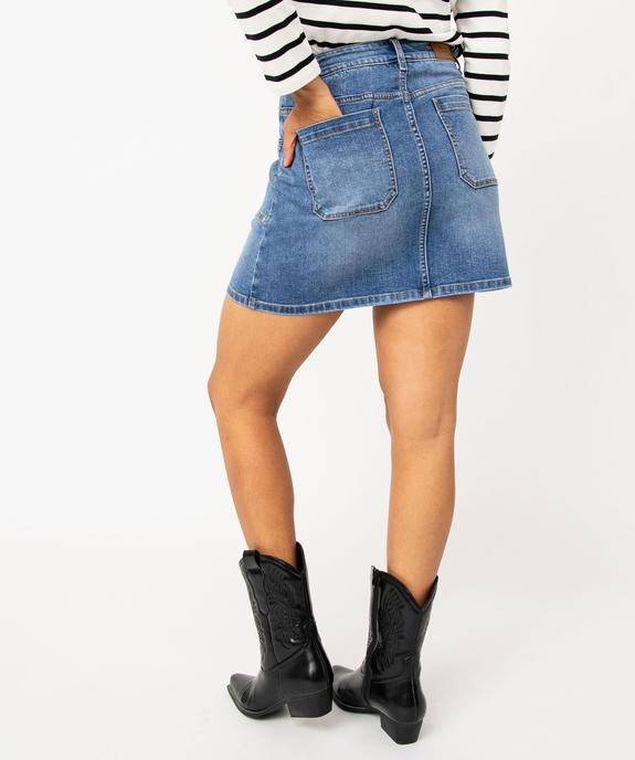 Jupe en jean stretch coupe trapèze femme vue3 - GEMO 4G FEMME - GEMO