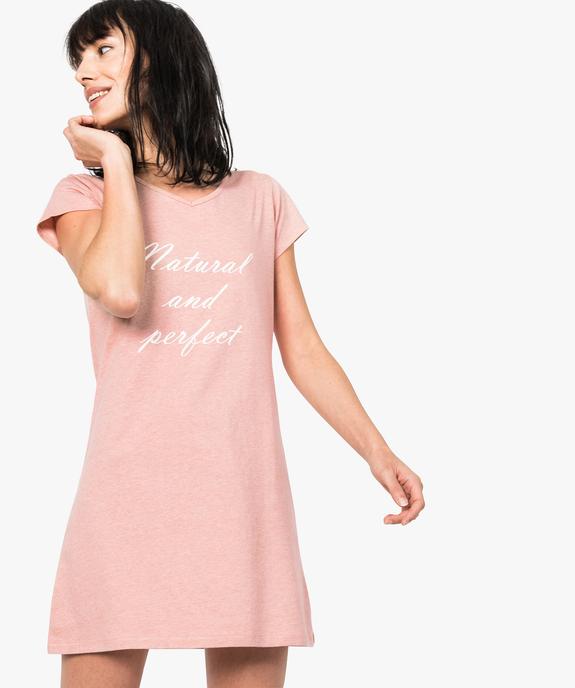 Chemise de nuit imprimée à manches courtes femme vue1 - GEMO 4G FEMME - GEMO