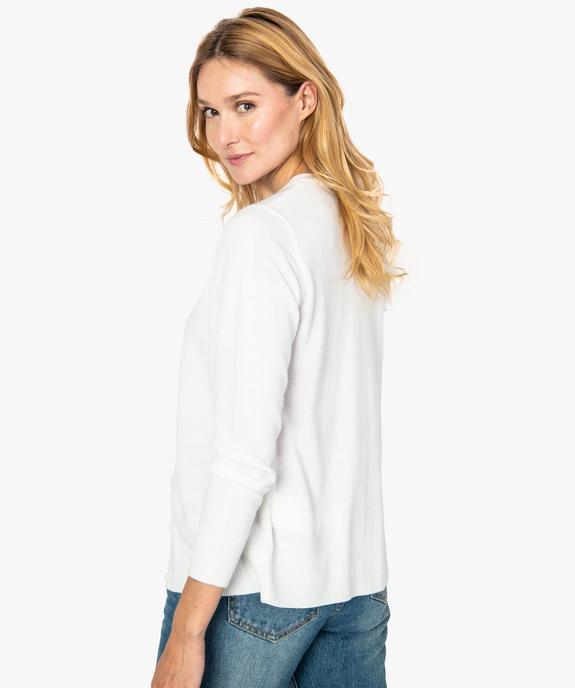 Gilet femme boutonné coupe classique et col rond vue3 - GEMO (MAILLE) - GEMO