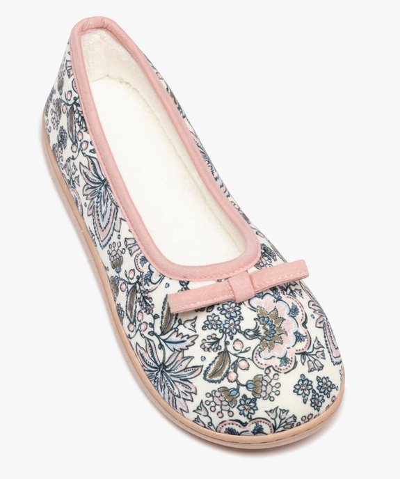 Chaussons forme ballerine en toile à motifs fleuris femme vue5 - GEMO 4G FEMME - GEMO
