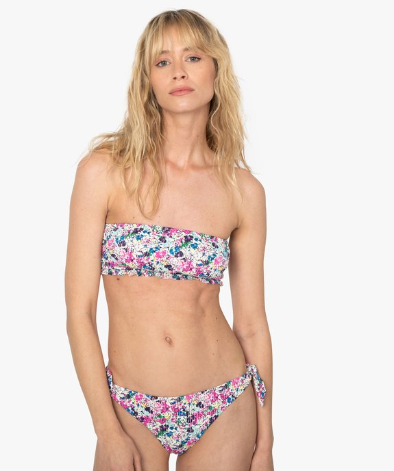 Haut de maillot de bain femme forme bandeau à motifs fleuris vue3 - GEMO (PLAGE) - GEMO