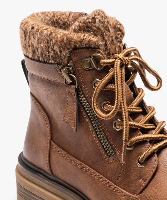 Boots femme fourrées unies avec col chaussette  vue6 - GEMO (CASUAL) - GEMO