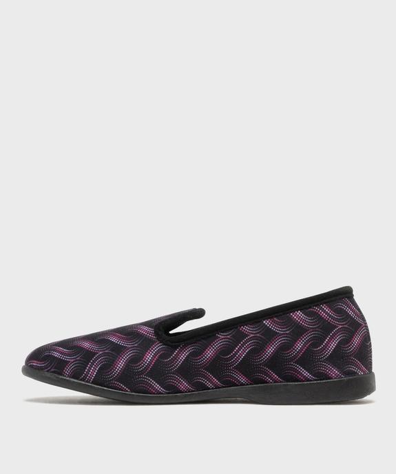 Chaussons pantoufles en velours ras imprimé femme vue3 - G'FLEX - GEMO