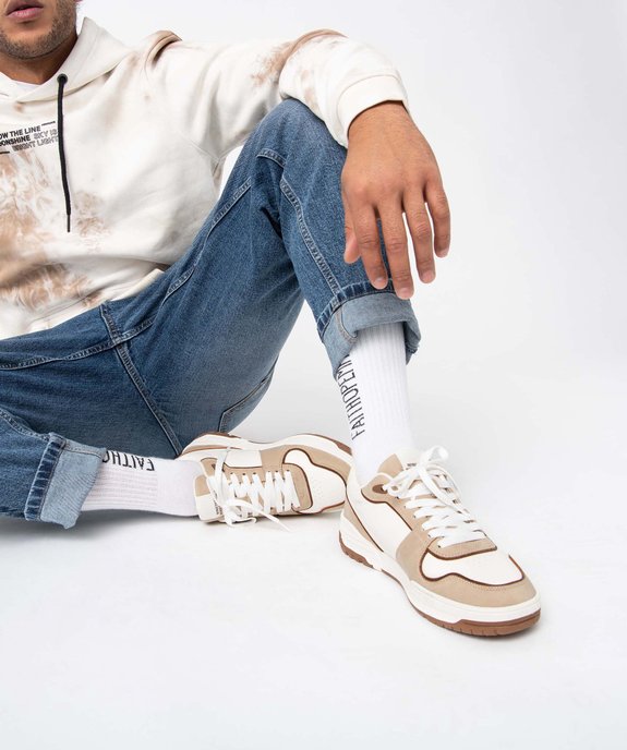 Baskets homme style skateshoes à lacets bicolores vue1 - GEMO 4G HOMME - GEMO