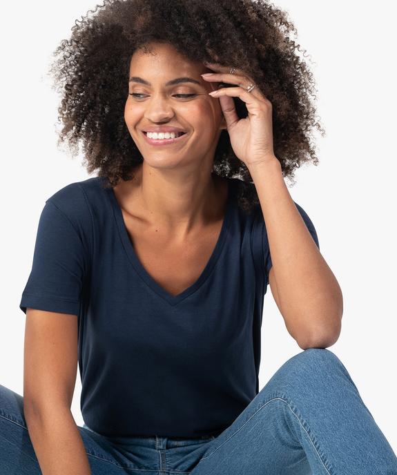 Tee-shirt femme avec large col V vue5 - GEMO(FEMME PAP) - GEMO