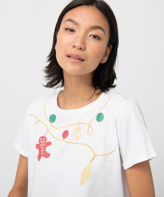 Tee-shirt femme à manches courtes spécial Noël vue2 - GEMO(FEMME PAP) - GEMO