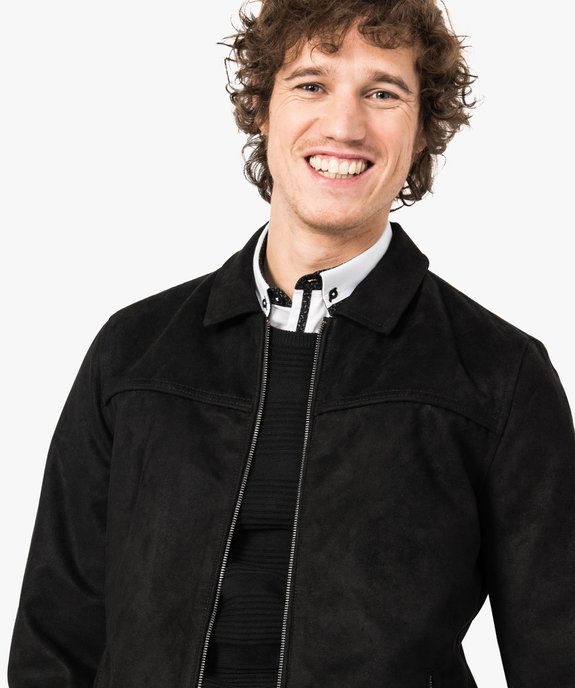 Blouson uni aspect nubuck vue2 - GEMO (HOMME) - GEMO