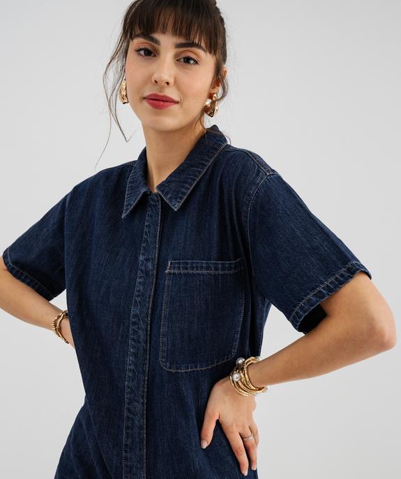 Combishort en jean manches courtes coupe loose femme vue2 - GEMO 4G FEMME - GEMO