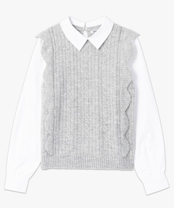 Pull femme 2 en 1 avec col et manches chemise vue4 - GEMO(FEMME PAP) - GEMO