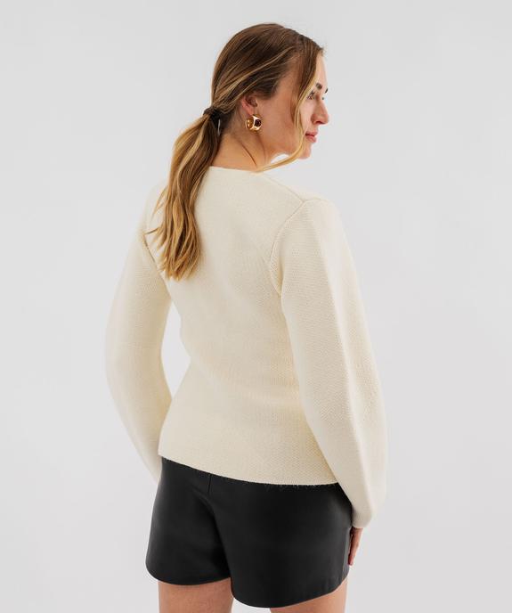 Gilet à col V emboîtons fantaisie femme vue3 - GEMO(FEMME PAP) - GEMO