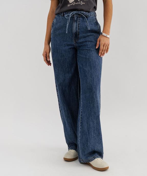 Jean wide leg taille haute élastiquée femme vue1 - GEMO 4G FEMME - GEMO