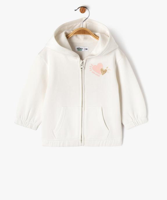 Sweat zippé à capuche intérieur molletonné bébé fille vue1 - GEMO 4G BEBE - GEMO
