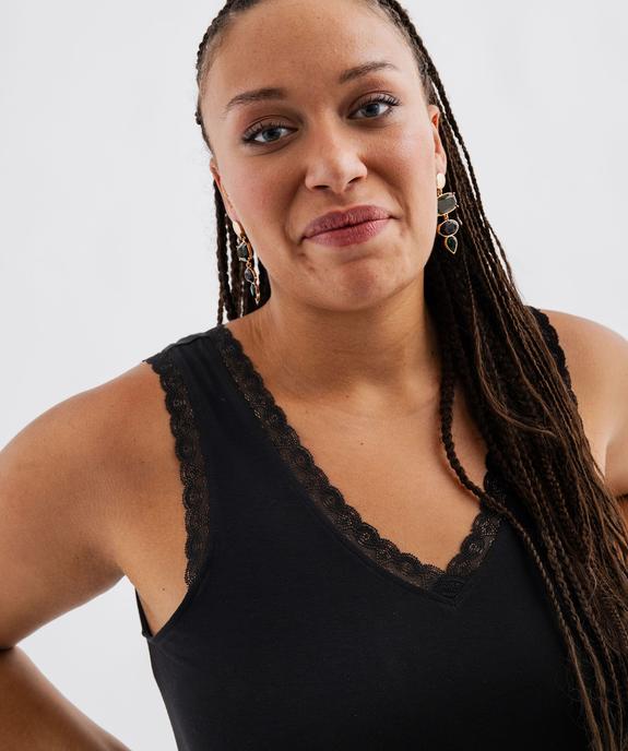 Débardeur fluide à col V dentelle femme grande taille vue2 - GEMO 4G GT - GEMO