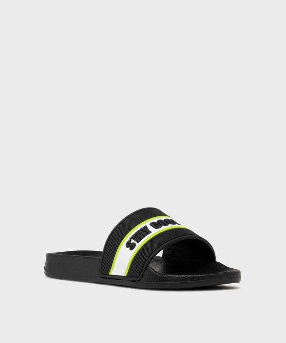 Mules de plage avec message sur la bride garçon vue2 - GEMO (PLAGE) - GEMO