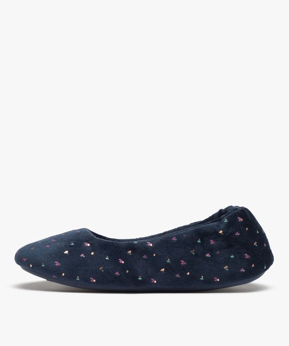 Chaussons femme ballerines en velours imprimé – Dim vue3 - DIM - GEMO