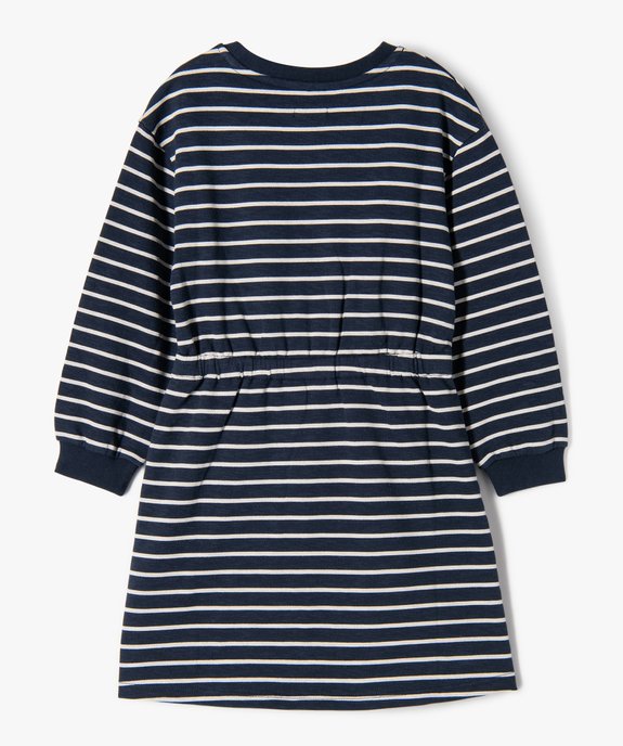 Robe sweat manches longues à rayures et taille élastique fille vue3 - GEMO (ENFANT) - GEMO