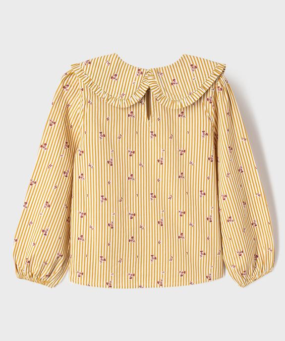 Chemise rayée avec grand col Claudine fille vue3 - GEMO (ENFANT) - GEMO