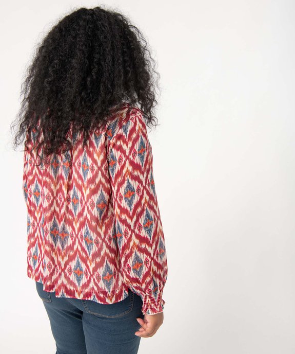Blouse femme grande taille en voile imprimé et manches longues bouffantes vue3 - GEMO (G TAILLE) - GEMO