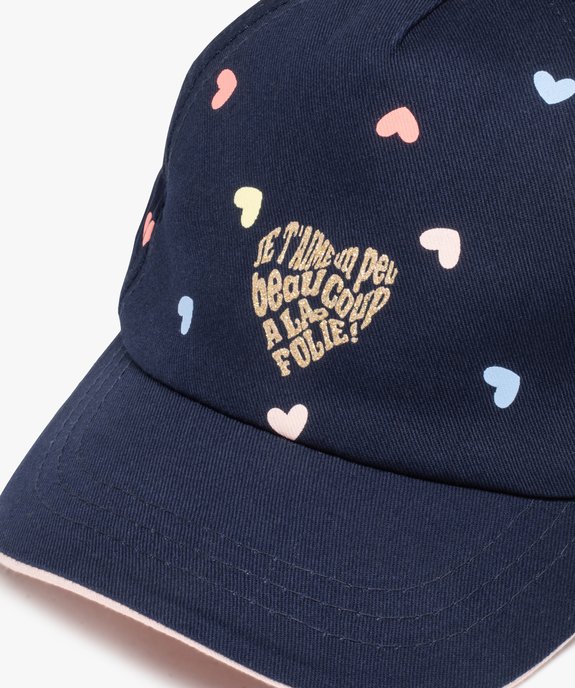 Casquette bébé fille à motifs coeurs et inscription pailletée vue3 - GEMO(BEBE DEBT) - GEMO