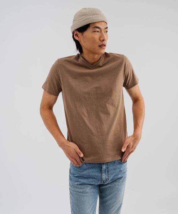 Tee-shirt à manches courtes et col V homme vue1 - GEMO 4G HOMME - GEMO