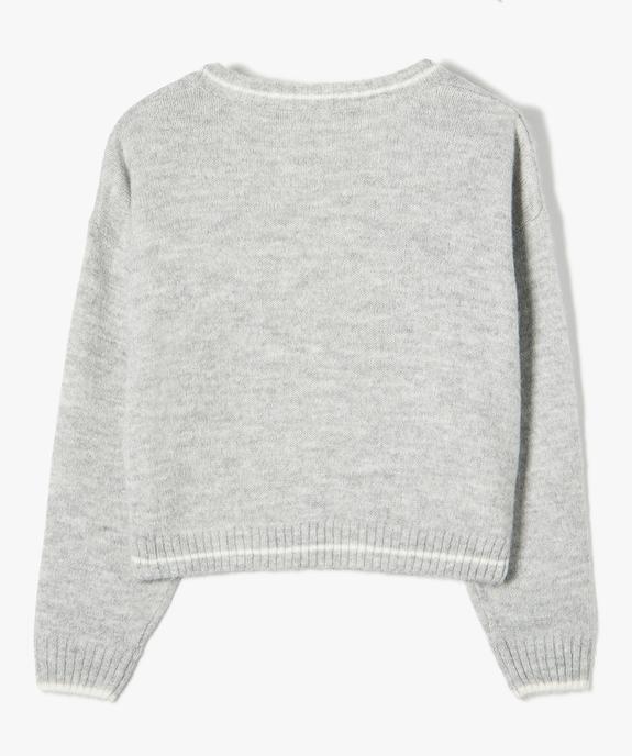Gilet fille court et ample en grosse maille torsadée vue3 - GEMO (JUNIOR) - GEMO