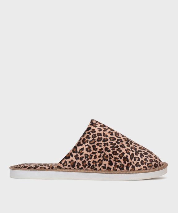 Chaussons mules en velours à motif léopard femme vue1 - GEMO(HOMWR FEM) - GEMO
