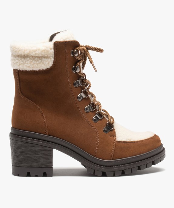 Boots fourrées femme à talon dessus sherpa et suédine vue2 - GEMO(URBAIN) - GEMO