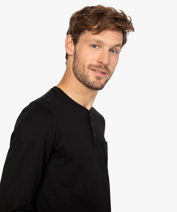 Tee-shirt homme à manches longues et col tunisien vue5 - GEMO 4G HOMME - GEMO
