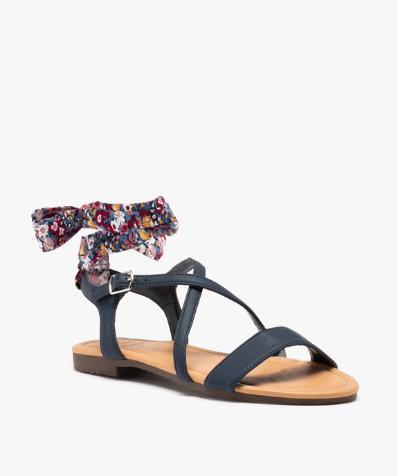 Sandales femme à talon plat et bride foulard vue2 - GEMO (CASUAL) - GEMO