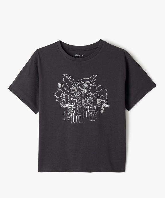 Tee-shirt à manches courtes avec motif positif fille vue1 - GEMO 4G FILLE - GEMO