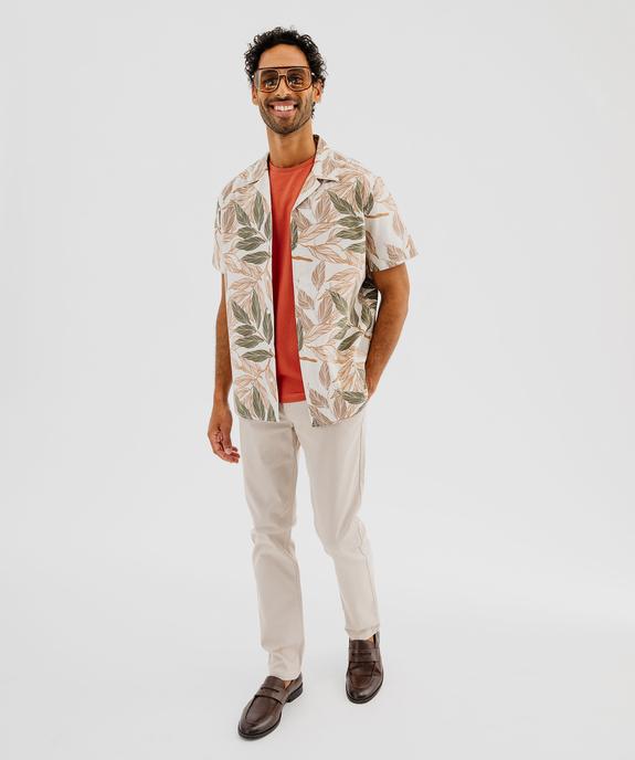 Chemise à manches courtes à motif feuillage avec col cubain homme vue4 - GEMO (HOMME) - GEMO