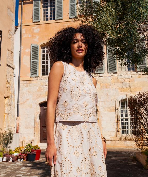Blouse sans manches en broderie ajourée femme vue1 - GEMO(FEMME PAP) - GEMO