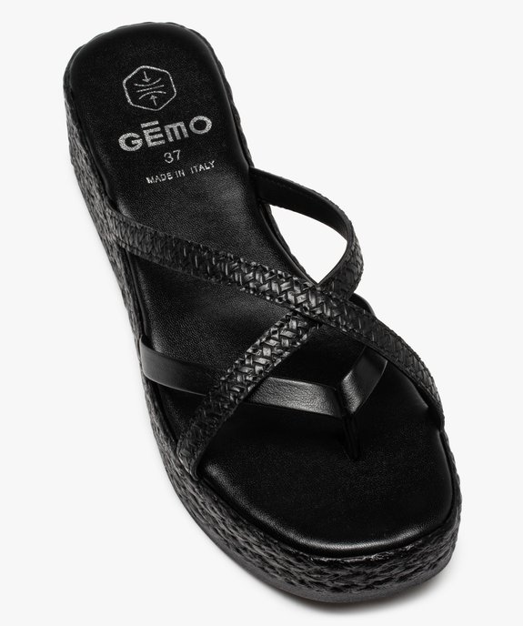 Mules femme plateforme à fines brides unies vue5 - GEMO(URBAIN) - GEMO