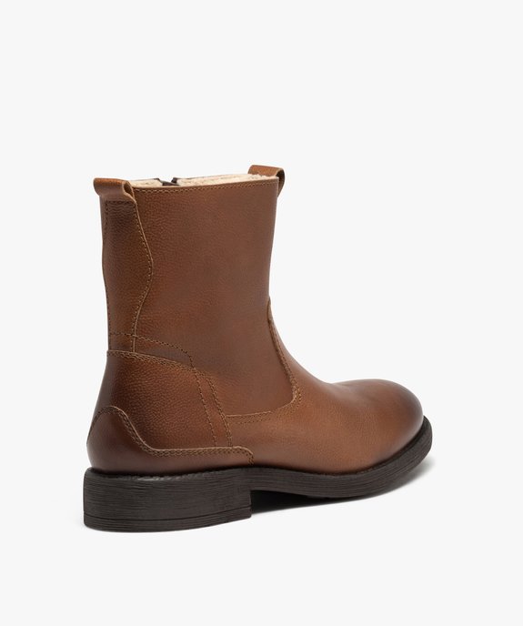 Boots homme dessus en cuir uni et fourrées sherpa vue5 - GEMO (CASUAL) - GEMO