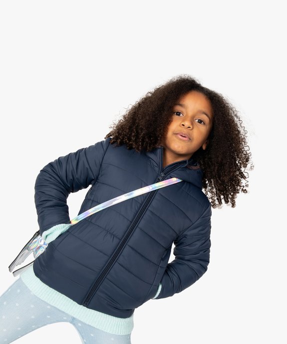 Doudoune fille à capuche avec bord pailleté vue1 - GEMO (ENFANT) - GEMO