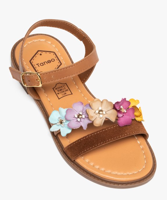 Sandales fille avec brides en cuir avec fleurs fantaisie - Taneo vue5 - TANEO GEMO FOR GOOD - GEMO