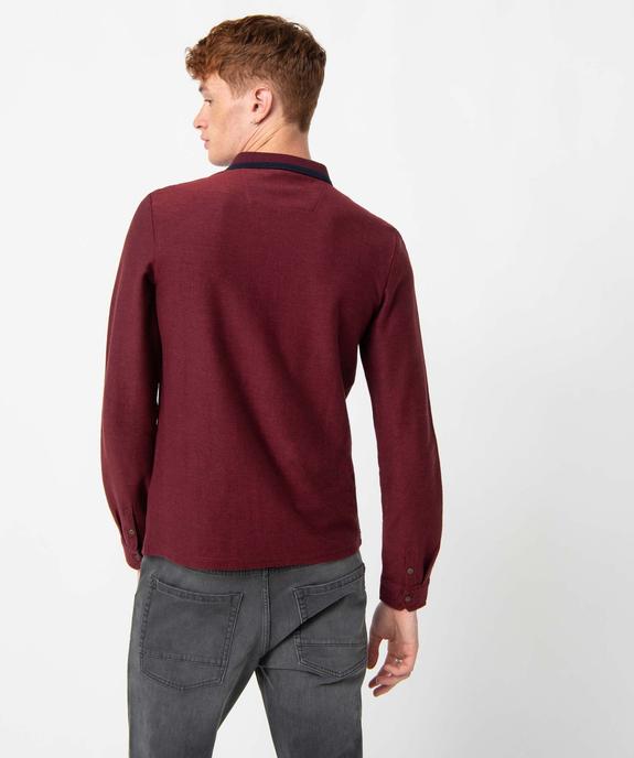 Polo homme à manches longues avec finitions contrastantes vue3 - GEMO (HOMME) - GEMO