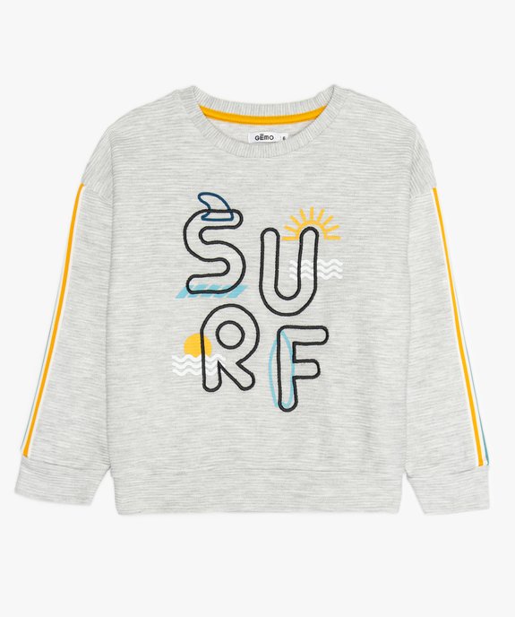 Sweat garçon texturé avec broderie et liserés rayés vue1 - GEMO (ENFANT) - GEMO